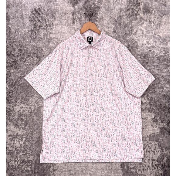 Footjoy Polo Shirt XL Men Cocktail Print Performance Golf Hillcrest Country Club - Picture 1 of 9
